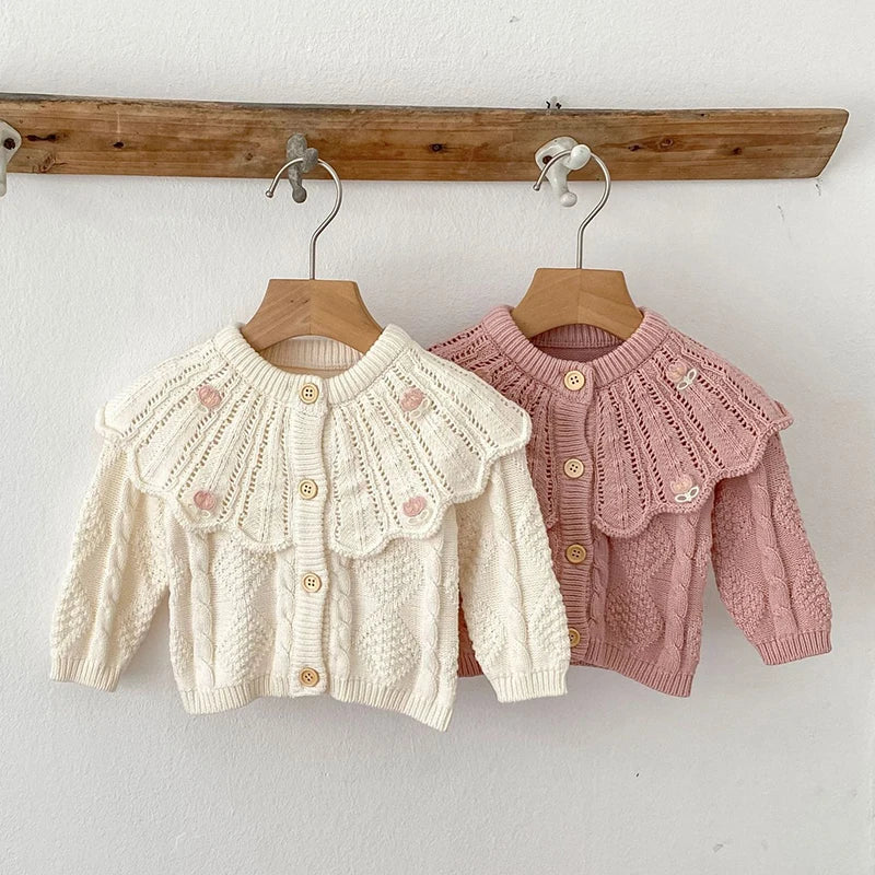 2025 New Autumn 0-3Yrs Newborn Baby Girls Sweater Coat Infant Baby Girls Knitting Cardigan Sweater Long Sleeve Cardigan Coat