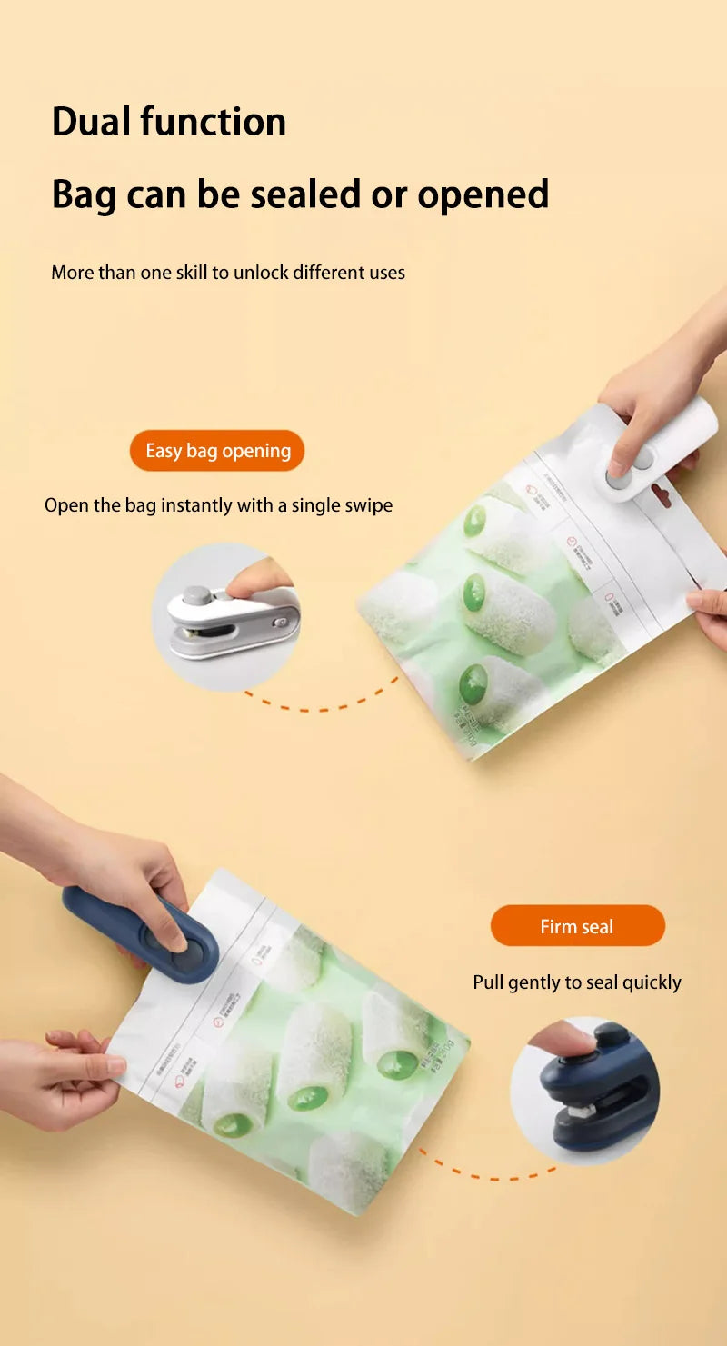 New Mini Bag Sealer Plastic Bag Sealing Machine 2 in 1 Heat Seal Rechargeable With Cutter For Plastic Bags / Snack Bags