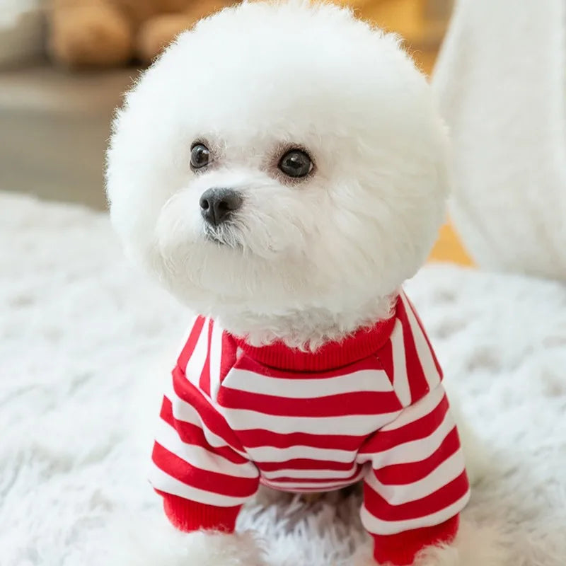 Dog Hoodies Striped Warm Winter Dog Clothes Pet Dog Coat with D-Ring Chihuahua French Bulldog Dog Accessories Puppy Dog Costume