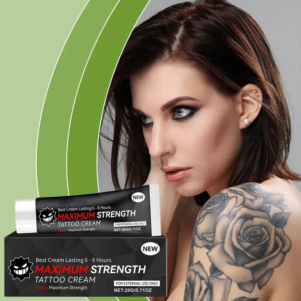 20g Maximum Strength Tattoo Cream, 6-8 Hours Long-Lasting Formula, Pre-Permanent Makeup & Piercing Skin Care