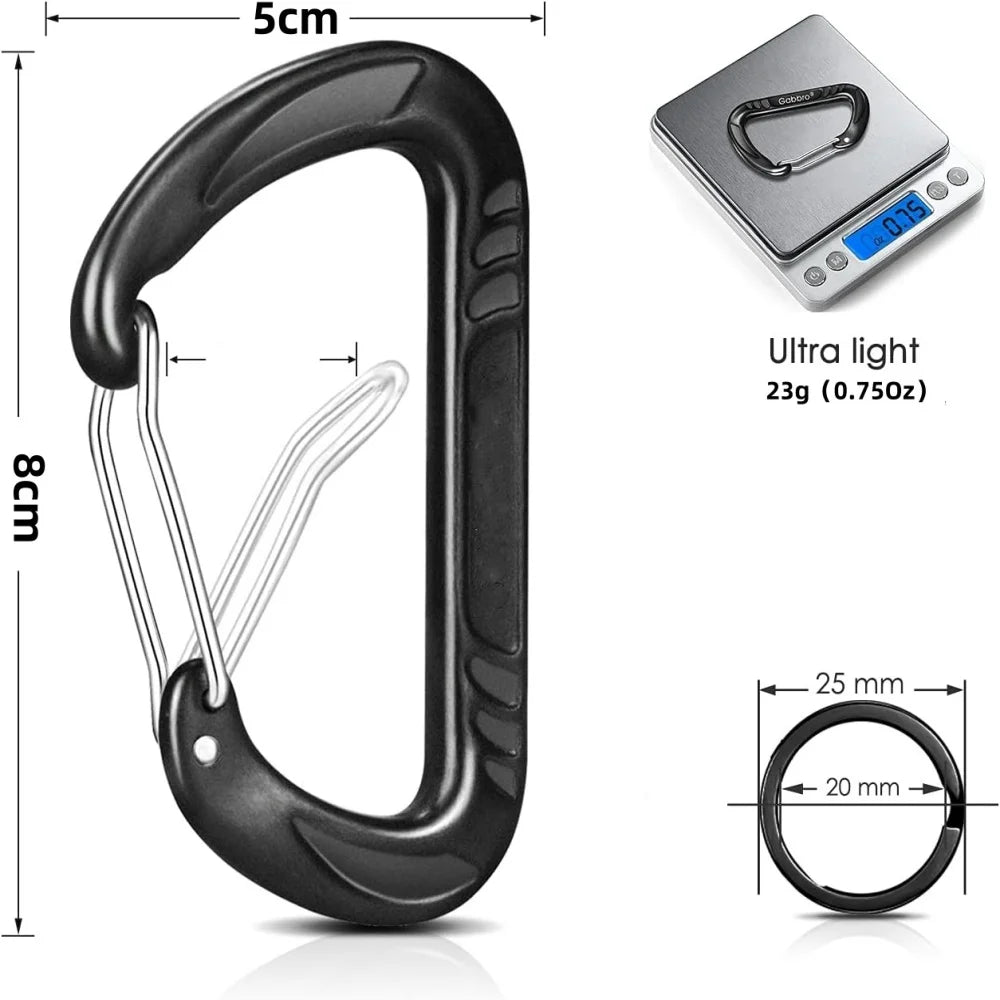 15KN Heavy-Duty Wiregate Carabiner for Camping Hiking Hammocks Backpacking Dog Leash - Durable Multi-Purpose