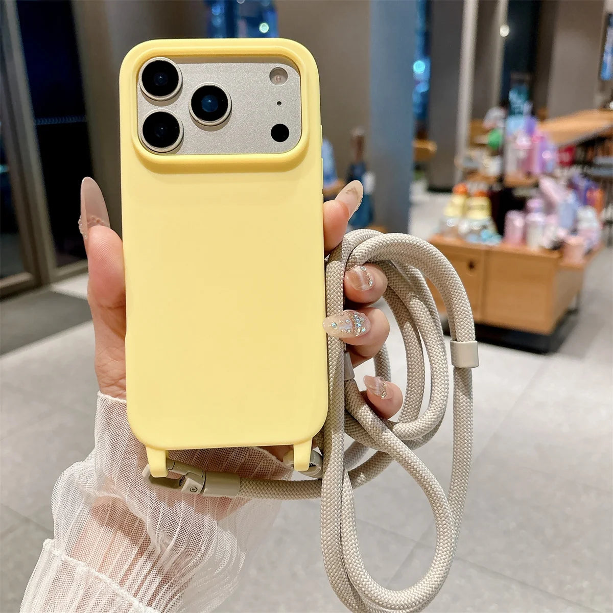 Silicone Phone Case for IPhone 17 Air 16 16E 15 14 Plus 11 13 12 Mini Pro Max Crossbody Lanyard Candy Color Soft TPU Back Cover