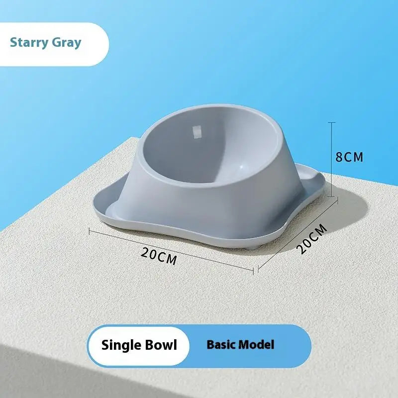 1pc Stainless Steel Double Cat Dog Bowl Cat Food Container Non-slip Base Pet Water Feeder Tilt Safeguard Neck Puppy Cats Bowls