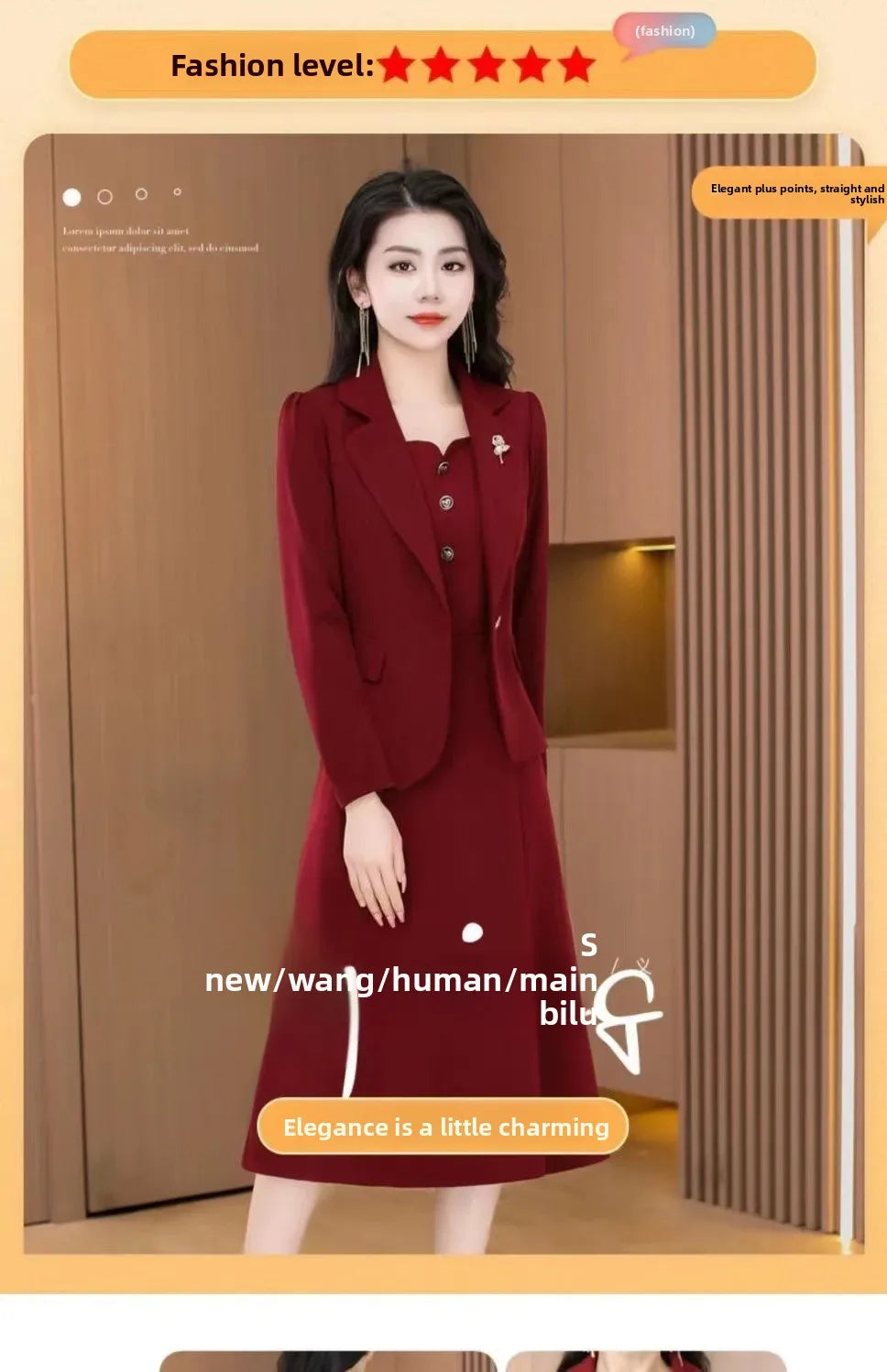 Elegant Slimming Autumn Winter Wedding Dress Set Long Ankle Length Cocktail Dresses with Suit Jacket for Wedding Banquet