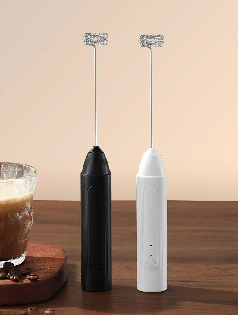 MINI Milk Frother USB Rechargeable 3 Speeds Foam Maker Coffee Whisk Mixer Electric Handle Blender Egg Beater