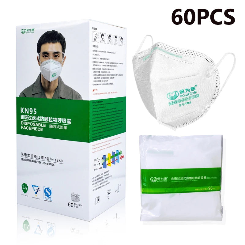 POWECOM KN95 Mask Safety Face Mouth Mask with Filter Adult Masks Protective and Breathable Facial Masks tapabocas