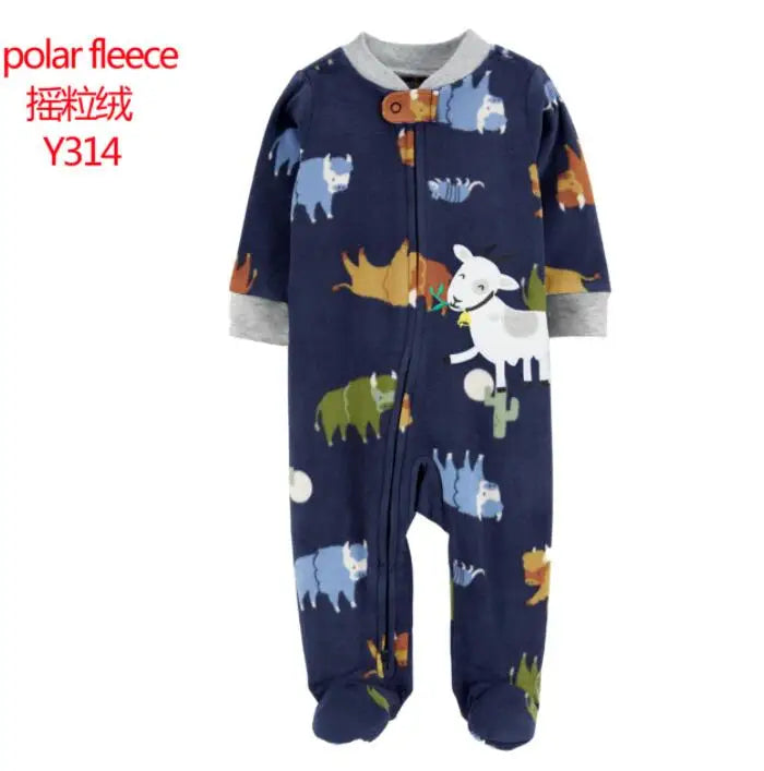New Hot Polar Fleece Pajamas Baby Winter Romper Cover All Jumpsuits Newborn Boys Clothing Little Girl Fall Clothes Toddler 0-12M