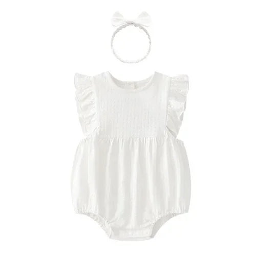 2025 New Summer Toddler Baby Girls Jumpsuit Flying Sleeve Cotton Flower Print Newborn Baby Girls Romper 0-24M Baby Clothing