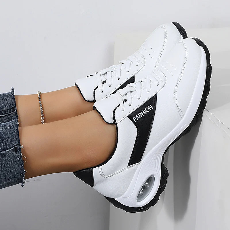 Women's Thick Sole Casual Sneakers women Fashion Vulcanized Shoes Designer Trainers Platform Lace Up Walking Shoes