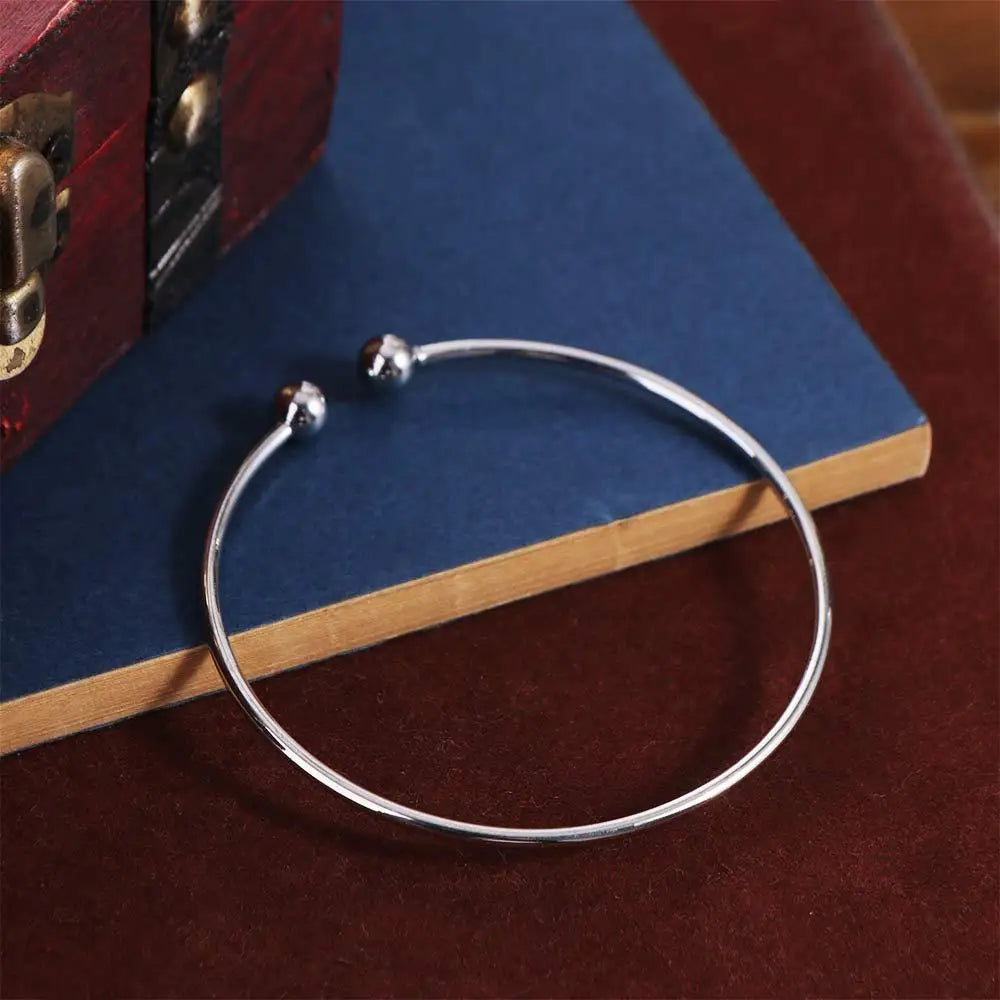 Classic Silver Plated Gifts Mens/Womens Fashion Jewelry Bracelet Adjustable Bangles