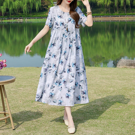 New Fashion Summer Dresses For Women 2025 Elegant Casual Short Sleeve Dress Soild Colour Women Clothing