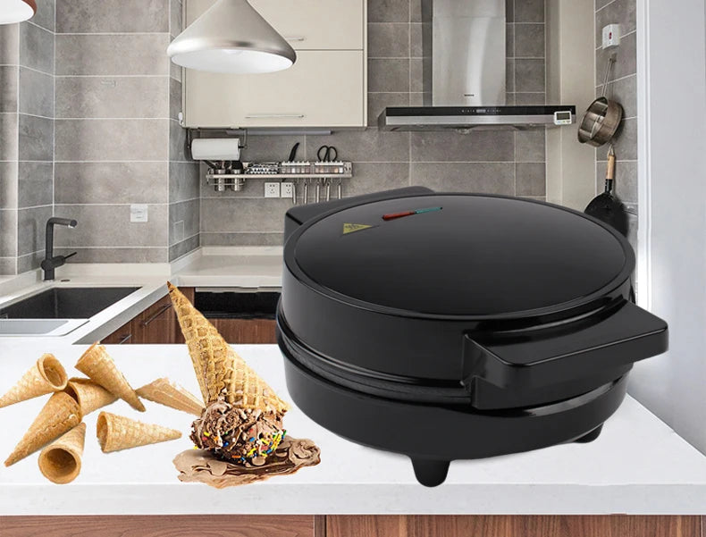 Electric Egg Roll Maker DIY Ice Cream Cone Machine Crispy Omelet Mold Sandwich Iron Crepe Baking Pan Waffle Pancake Grill Oven
