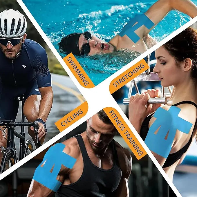 Pre Cut Shoulder Kinesiology Tape Sports Muscle Pain Relief Elastic Patch Cotton Breathable Support for Rotator Cuff Injury Gym