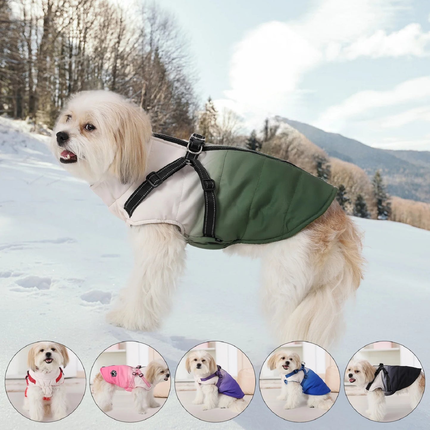 Waterproof Dog Jacket With Harness Winter Warm Pet Dog Clothes For Small Big Dogs Coat Chihuahua Clothing French Bulldog Outfits