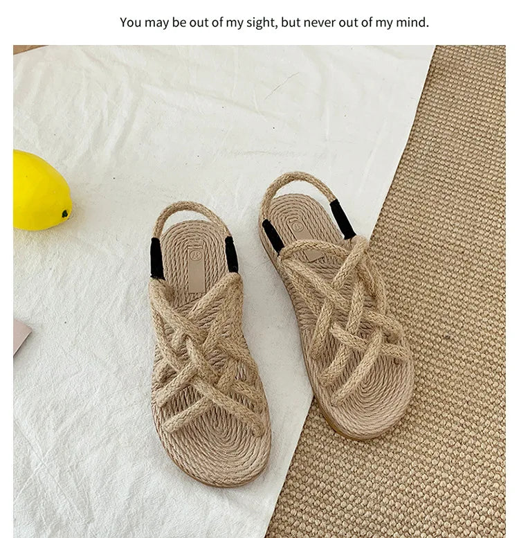 Woman Sandals Shoes Braided Rope with Traditional Casual Style and Simple Creativity Fashion Sandals Women Summer Shoes Zapatos