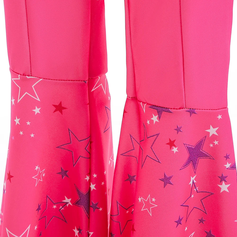 Girls Margot Movie Cospaly Costume Pink Vest Top And Flared Trousers For Kids Barbe Halloween Birthday Party Carnival Outfits