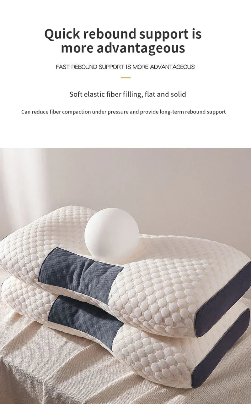 Cervical Orthopedic Almohada Neck Pillow, Soybean Fiber Massage Pillow for Sleep, Household SPA Neck Support, Comfortable Rest