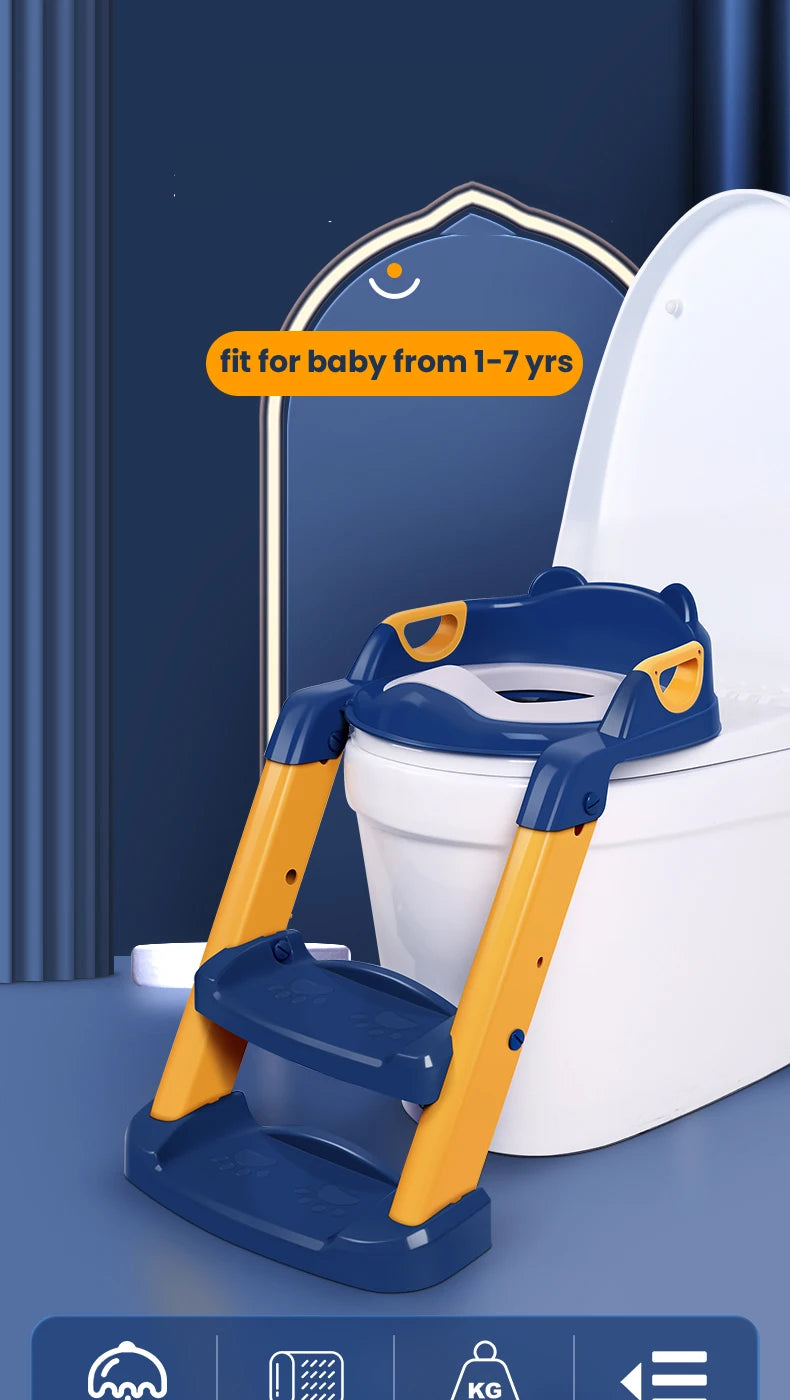 1-8 Years Children's Potty Baby Toilet Seat With Adjustable Ladder Infant Toilet Training Folding Seat Baby Potty Training Seat