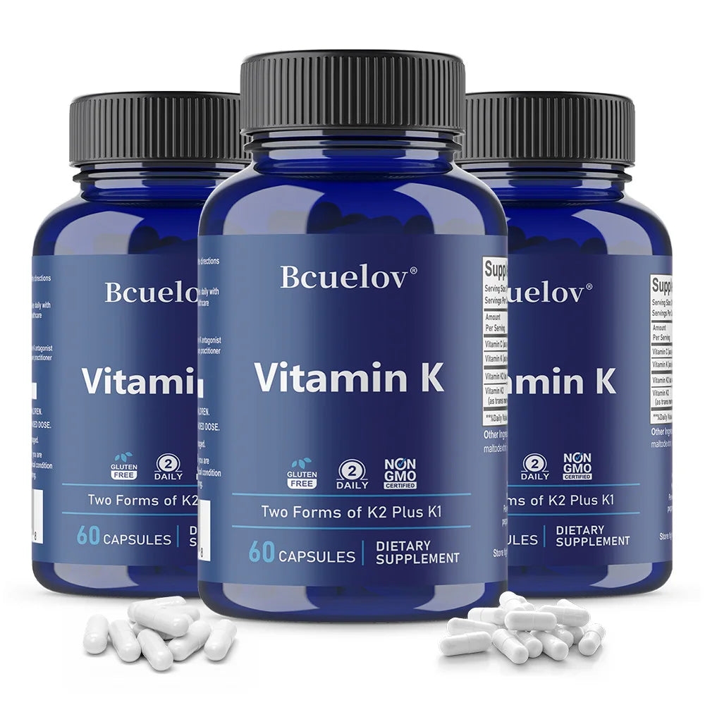 Vitamin K2 (MK-4 & MK-7) Capsules, High Absorption Supplement for Bone Density, Teeth, Joint, Cardiovascular & Immune Health