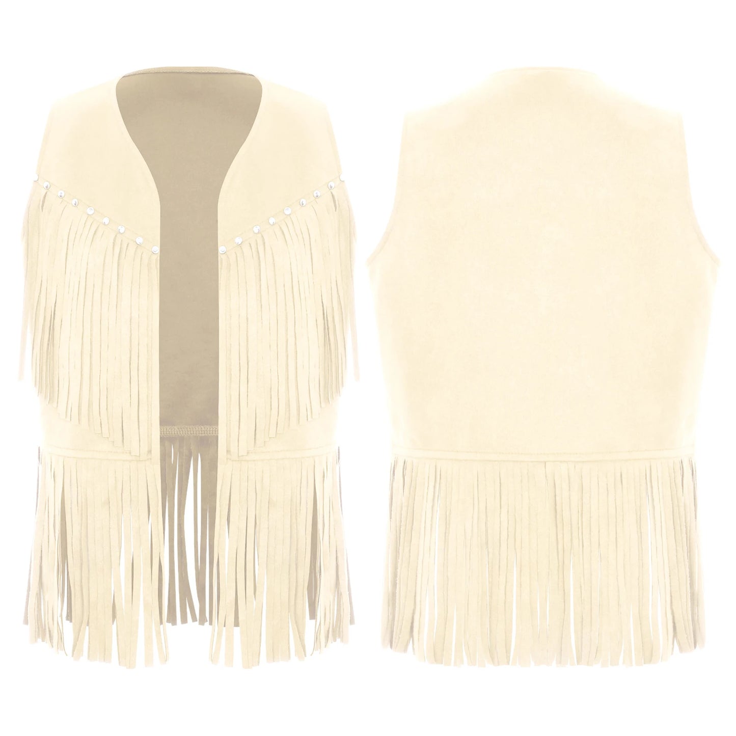 Kids Girl Boy Fringed Vest for Carnival Theme Party Tassels Top Open Front Waistcoat Child Halloween Western Cowboy Costumes