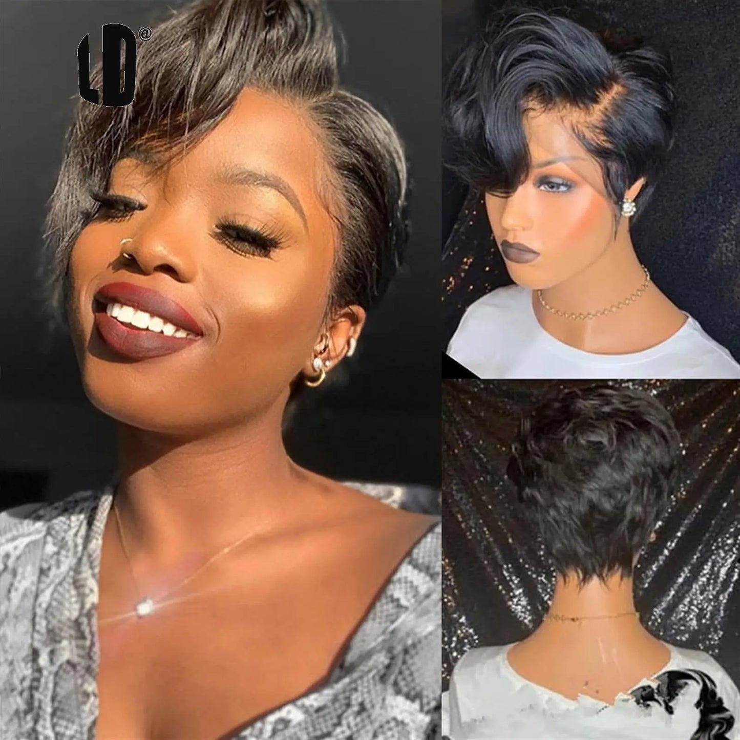 13x4 Lace Front Pixie Cut Bob Wig Highlight Honey Blonde Ombre Brazilian Remy Human Hair Pre‑Plucked Natural Hairline Soft