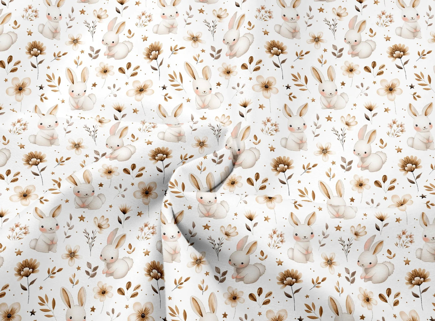 160*50cm Cute Rabbit Flower Printed Cotton Fabric,DIY Patchwork Cloth,Handmade Material,Sewing Craft,Quilting Baby Dress,Tecido