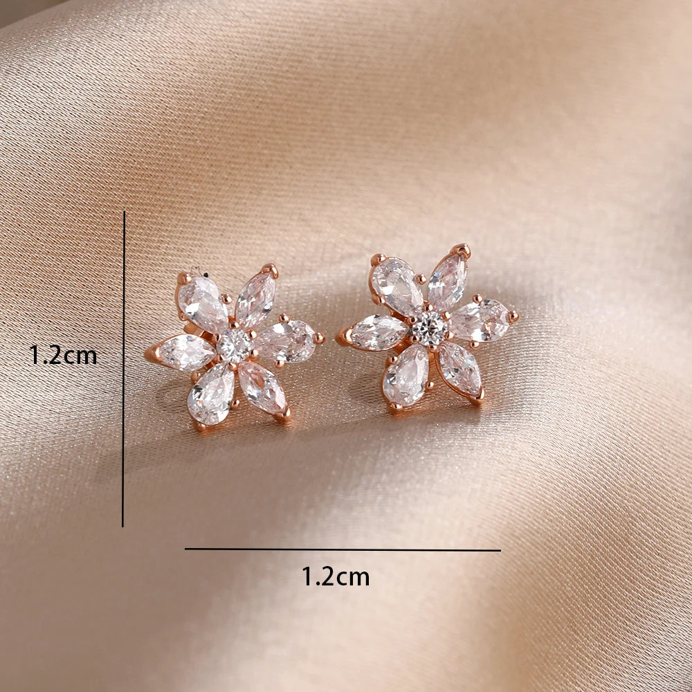 925 Silver Stud Earrings Hoop Earrings For Women Rose Flower Strawberry Butterfly Daisy Earrings Set Fashion Jewelry Gift