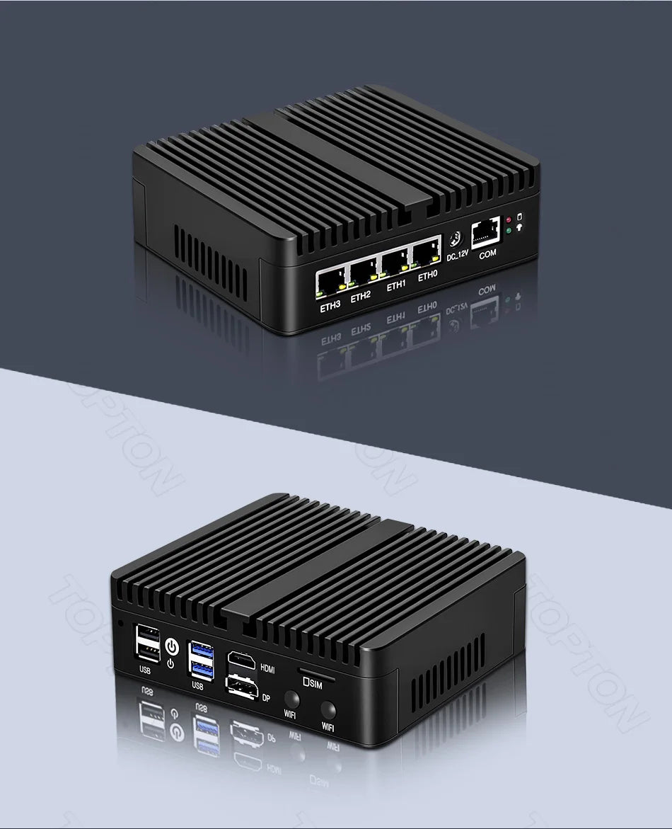 2025 pfSense Firewall Soft Router J6412 N150 N6210 4xIntel i226 2.5G LAN 2xDDR4 NVMe Fanless Mini PC HDMI2.0 DP AES-NI OPNsense