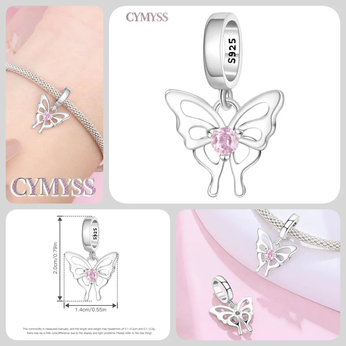925 Sterling Silver Plated Bee Sunflower Butterfly Charm Pendant Fine Jewelry Women DIY Bracelet Necklace Birthday Party Gift
