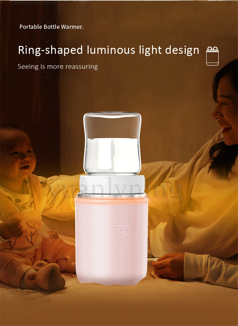 Portable Baby Bottle Warmer Wireless 8800mAh Fast Heating &Sterilizer Waterproof Breastmilk Warmer with 3 Adapters