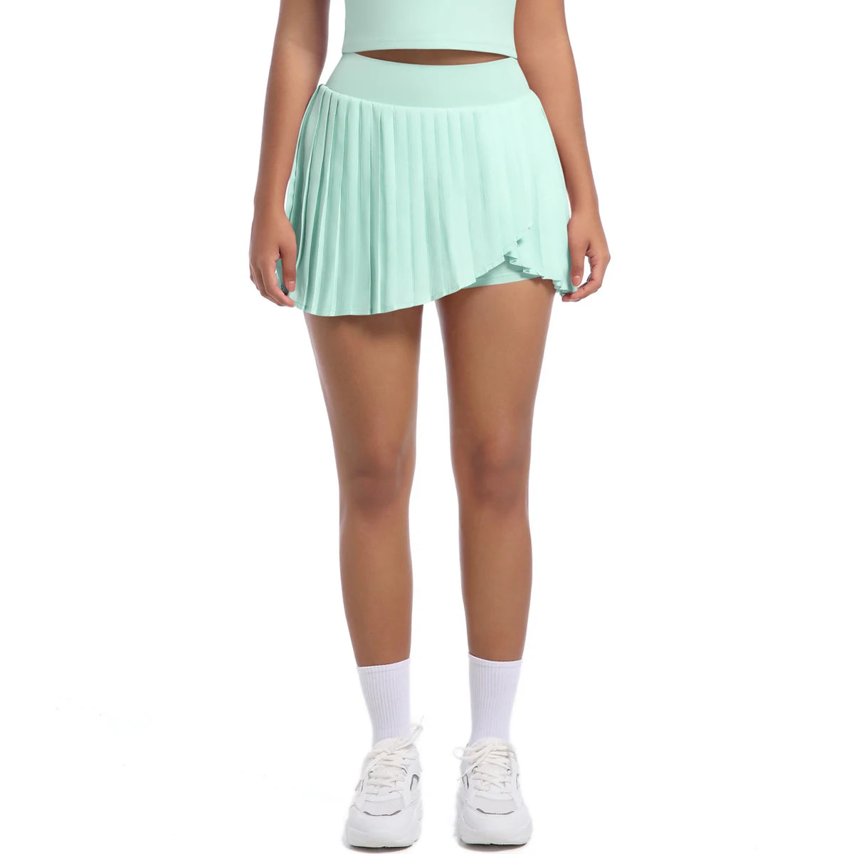 Breathable Pleated Skirt Women Jumpsuit Tennis Skirt Gym Running Yoga Short Skirt With Pockets Pleated Sports Tennis Skirts