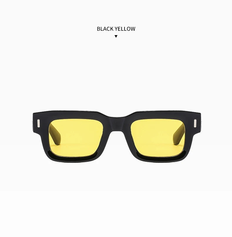Brand Designer Square Sunglasses Women Men Ocean Color Shades Sun Glasses Female Fashion Rectangle Rivet Oculos De Sol 