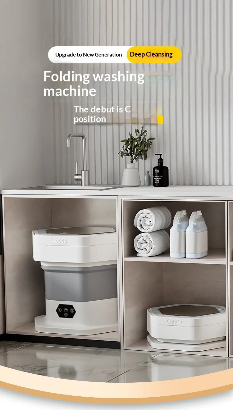 New Mini Folding Washing Machine Household Small-sized Washing Machine Socks Underwear Pants Also Capable Dehydrating White
