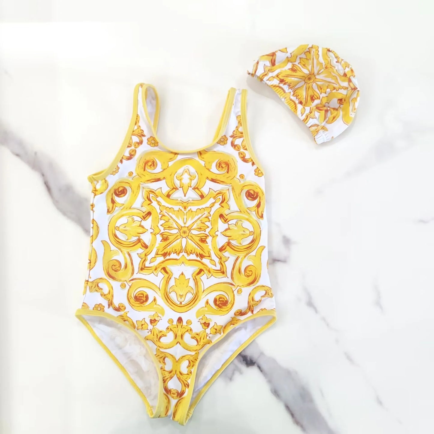 2025 Girl Swimsuit Summer golden flower bodysuit Special Offer Children's Swimsuit factory Wholesale