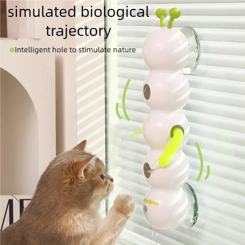 Interactive Cat Toy Motion Activated Wack A Worm Post Automatic Emerging Tail From Hole Teasing Kitten Play Cats Catnip Fun