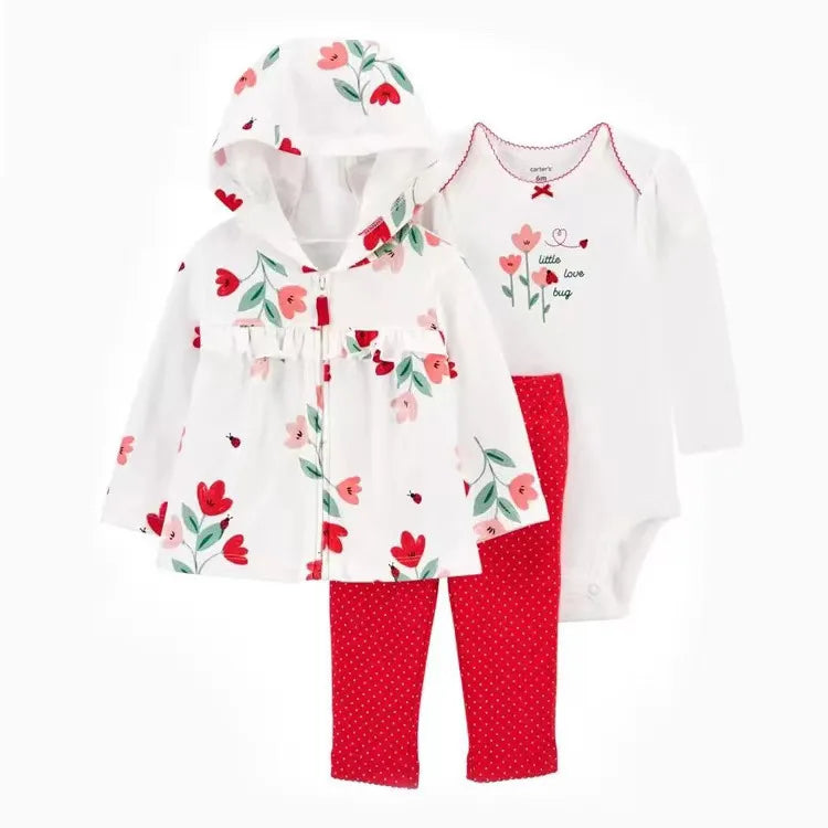 3-piece Suit Summer Baby Clothes Sets Baby Short Sleeve Shorts Cover Clothes Cute Girls Bebe Children Cotton 100% Clothing 6-24M
