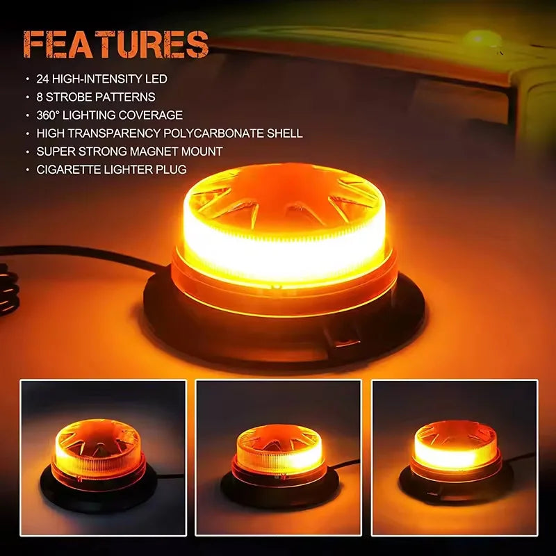 1/2pc Magnetic Flashing Yellow Emergency Lamp Safety Alert Light need AAA Battery Power for Outdoor Camping Road Safety Light