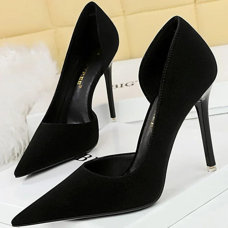 2025 New Women 11cm High Heels Wine Green Pumps Plus Size 34-43 Stripper Evening Orange Heels Lady Wedding Bridal Scarpins Shoes