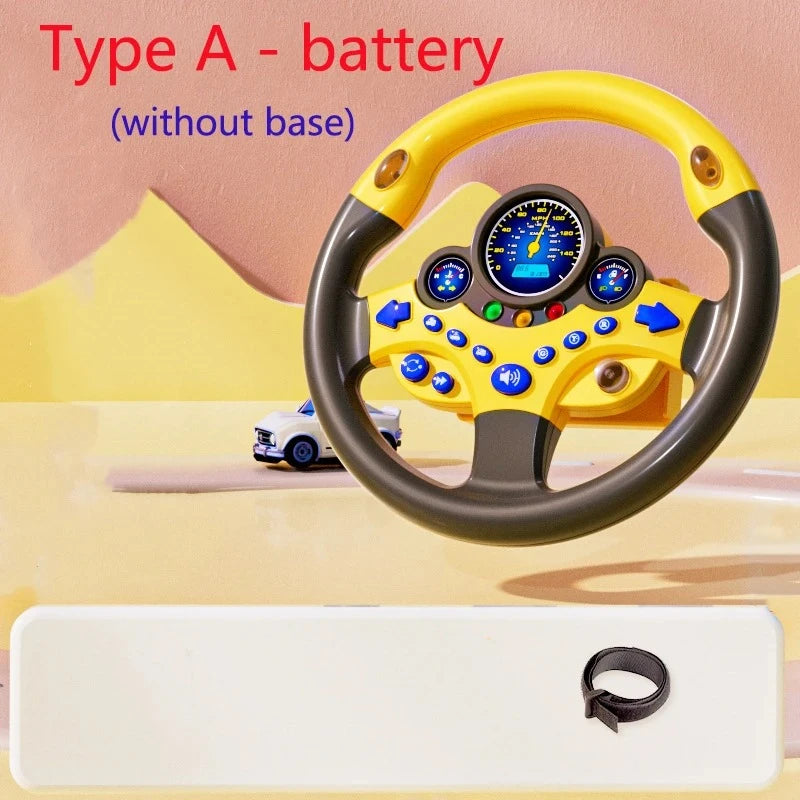 Toddler Steering Wheel Toy Backseat Travel Essentials with Lights Sounds Pretend Play Driving Simulator Educational Gift for Kid