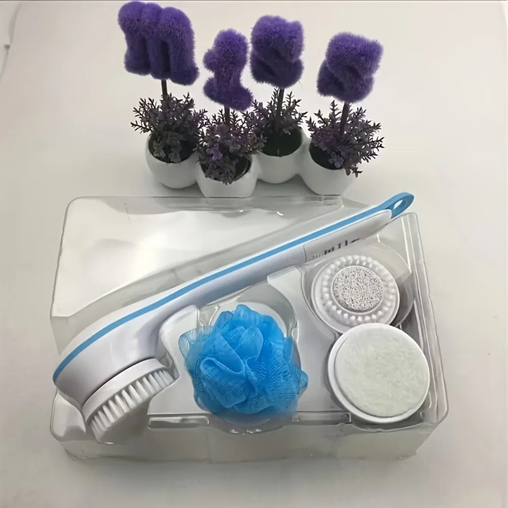 Long Handle Electric Bath Brush 3 Replaceable Brush Heads Body Scrubber Exfoliat Shower Back Clean Brush Skin Massage Tool