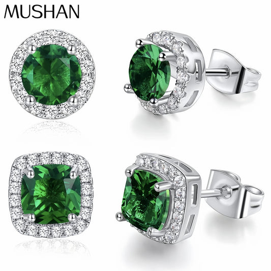 MS Luxury Jewelry 925 Sterling Silver Stud Earrings For Women Gemstones 7A Cubic Zirconia Ear Pin Earrings Stud Fine Jewelry