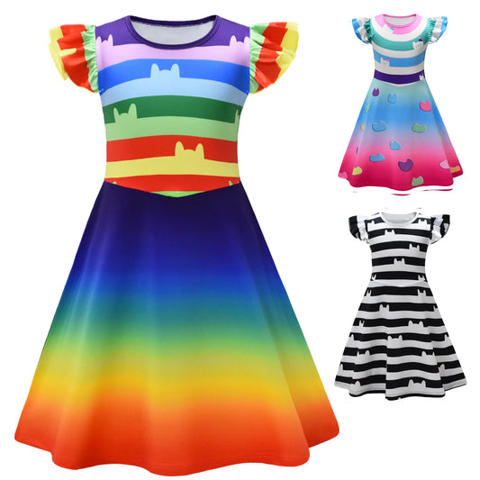 Vestido De Gabby's Dollhouse Clothes Kids Gabbys Cats Cosplay Costume Toddler Girls Carnival Birthday Party Dress with Headband