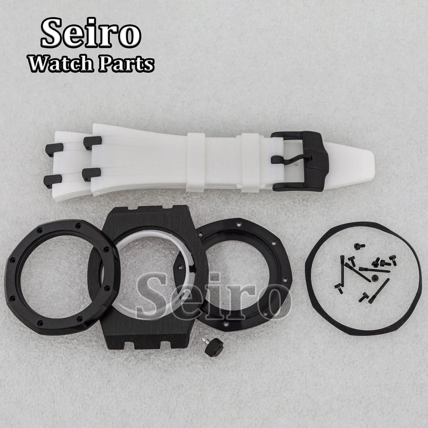 42mm Octagon Watch Case Rubber Strap Sapphire Crystal 10bar for 31.8mm Dial Royal Oak NH35 NH36 Movement Watch Modified Parts