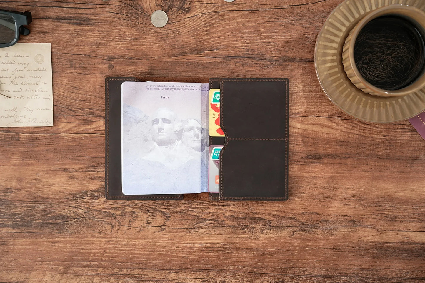 Leather Passport Holder for Travel Essentials, Slim Passport Cover Case Travel Wallet Bifold Credit Card Bag for Women Men