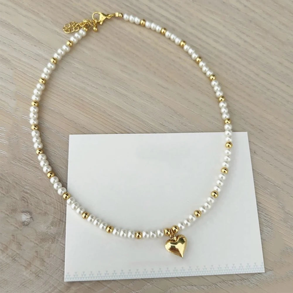 Fashion Rainbow Beads Choker Bohemian Handmade Imitation Pearls Necklace Women Charming Accessories 2022 New Trendy Jewelry