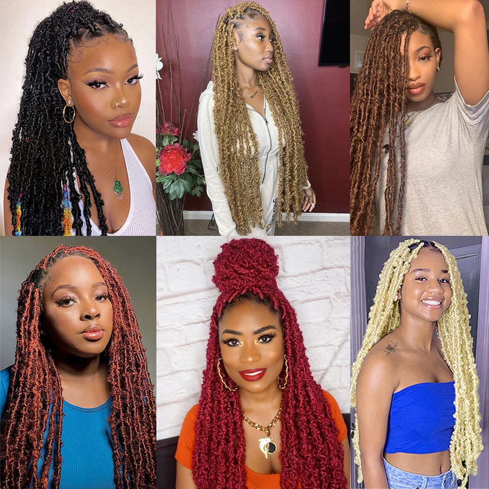 Wakego Butterfly Locs Crochet Hair 14 18 24 Inch Fausse Locks Crochet Butterfly Extensions Pre-looped Soft Locs Synthetic Braid