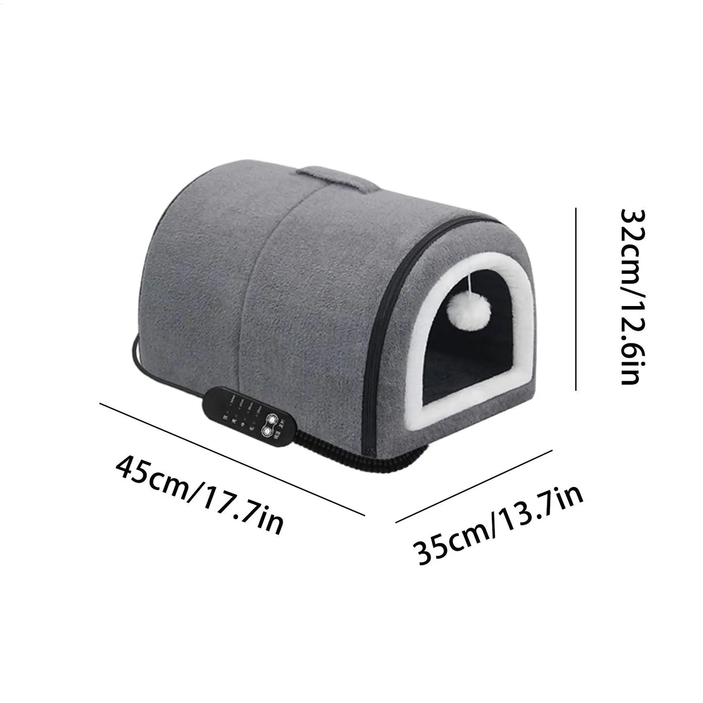 Heated Cat House Cat Bed Cave Temp Adjustment Semi-Enclosed Removable Warm Nest For Medium Breed Kitten Puppy All Season Indoor