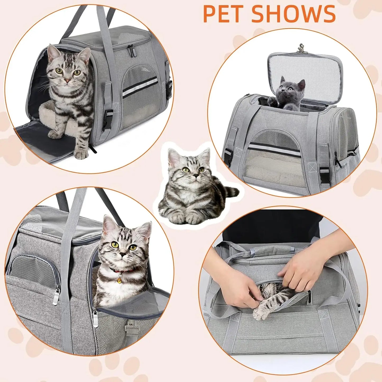 Pet Carrier Bag Airline Approved Up for Cats and Dogs Up to 20LBs, Soft Cat Carrier Dog Carrier Travel Kitten Carrier with Mat