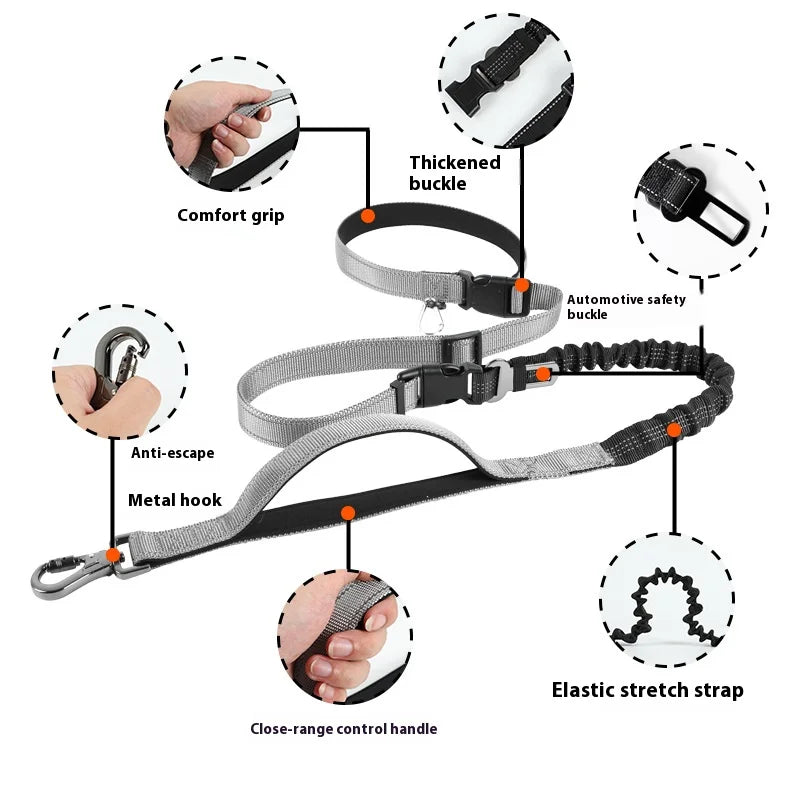 2025 NEW Cat Dog Hands-Free Leash Outdoor Sports Running Reflective Elastic Dog Walking Leash Chain Adjustable Pet Supplies