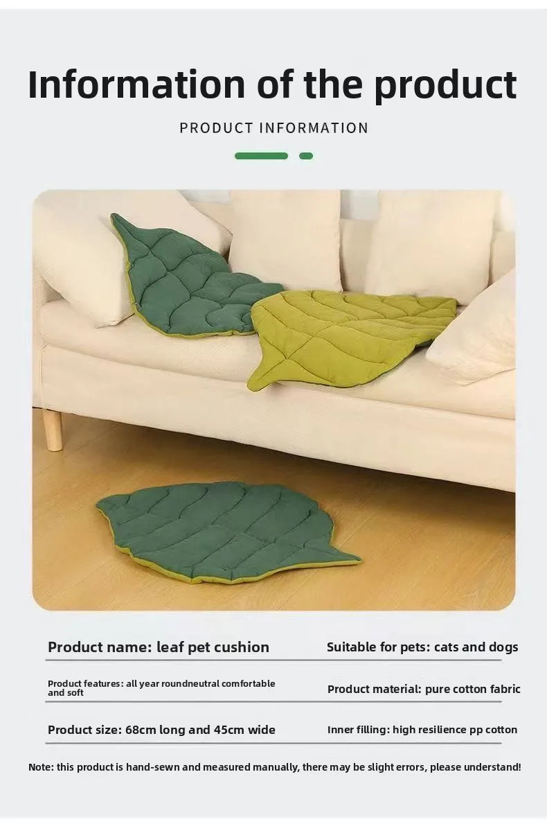 1/2PCS Leaf Shaped Cat Bed and Pet Mat Soft Washable Reversible Non-Slip Cushion for Cats and Dogs Indoor Travel Camping Pet Bed